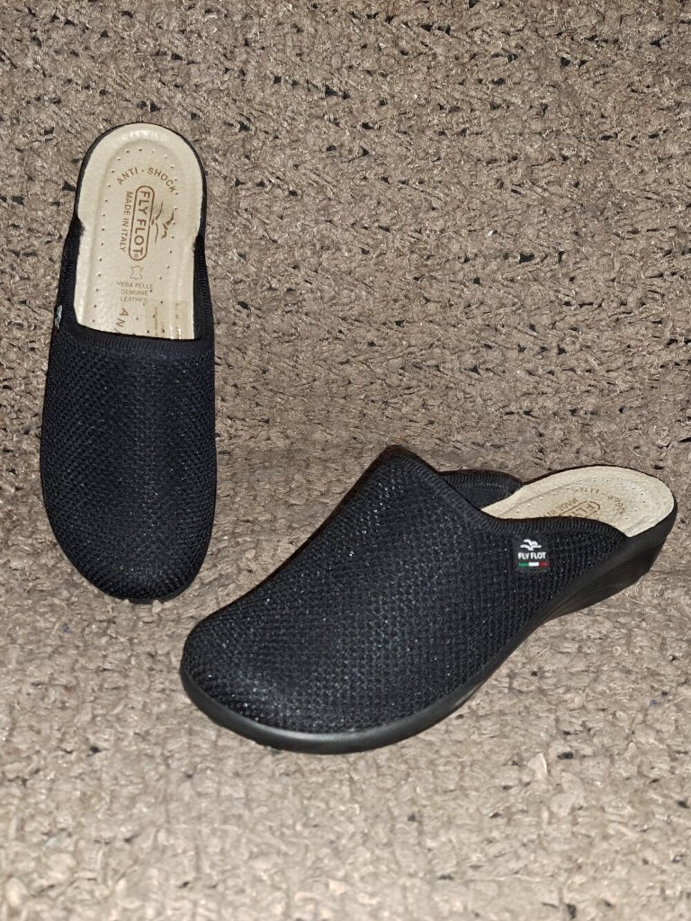 FLY FLOT-Slip On Clogs-Fabric Mesh Upper-Leather Insole-Sz 38/7.5-Near Mint